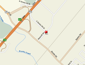 Map to Delta Equipment in Oakville, Ontario